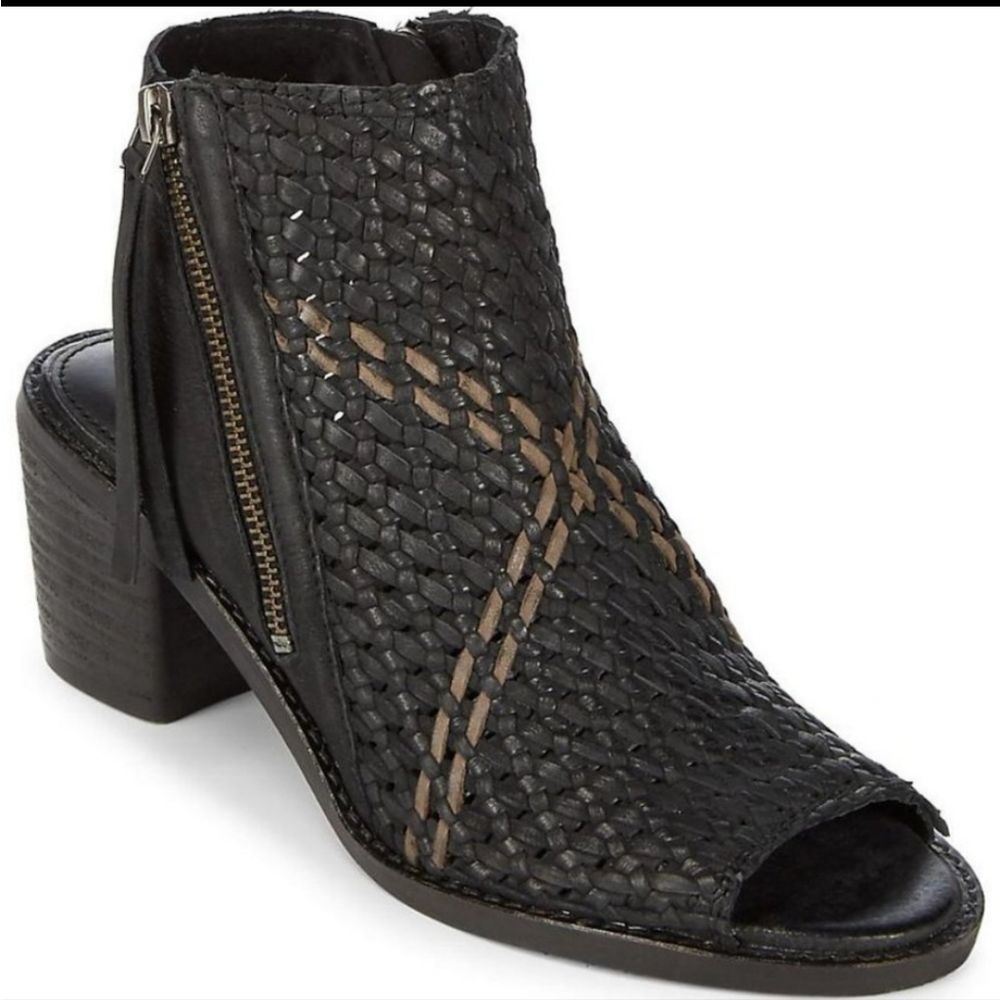Sam Edelman Cooper Woven Side Zip Block Heel Sandals Women's Size 8